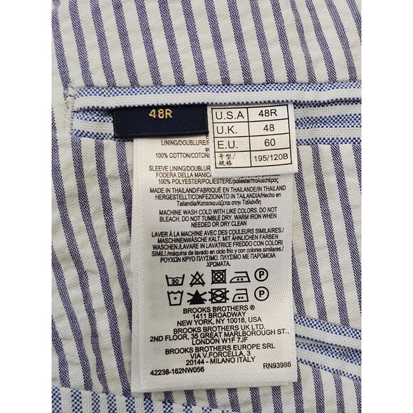 BROOKS BROTHERS Men's 48 Regular Madison Fit Stripe Seersucker Suit Coat Blazer - Picture 9 of 12
